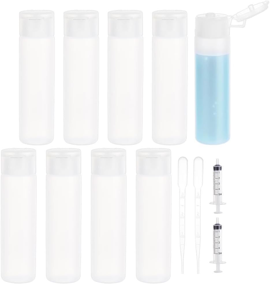 BENECREAT 10 Pack 18ml 0.6oz Small Travel Squeeze Bottles Refillable Makeup Foundation Container Travel Essentials Sample Bottles for Toiletries. Shampoo Toner Cosmetic