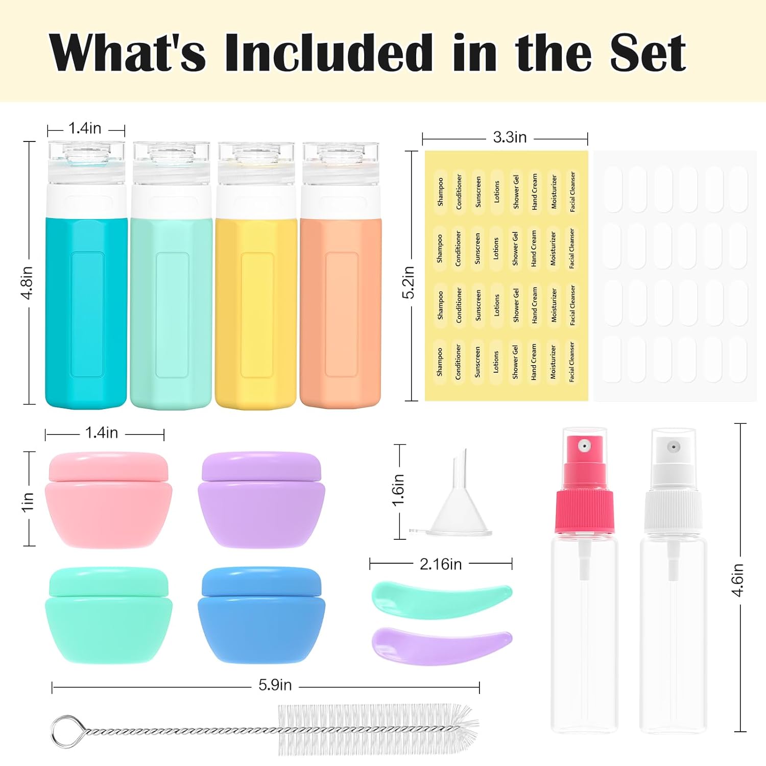 Redfly 17PCS Travel Bottles for Toiletries. TSA Approved Travel Size Containers.Silicone Leak Proof Containers Kit for Toiletries. Shampoo. Conditioner. Lotion & Creams Colorful