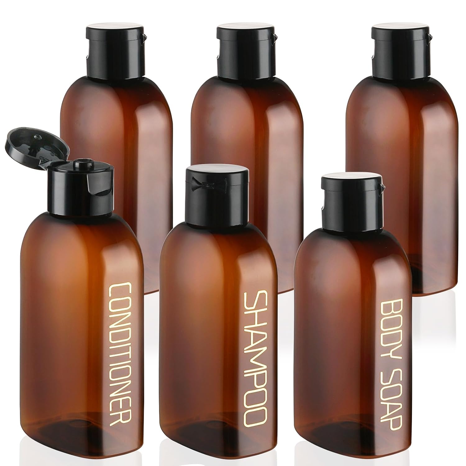 Cosywell Travel Shampoo Bottles 4pcs 3.4oz TSA Approved for Toiletries - Leak Proof Empty Lotion Containers With Flip Cap - Small Plastic Squeeze Bottles