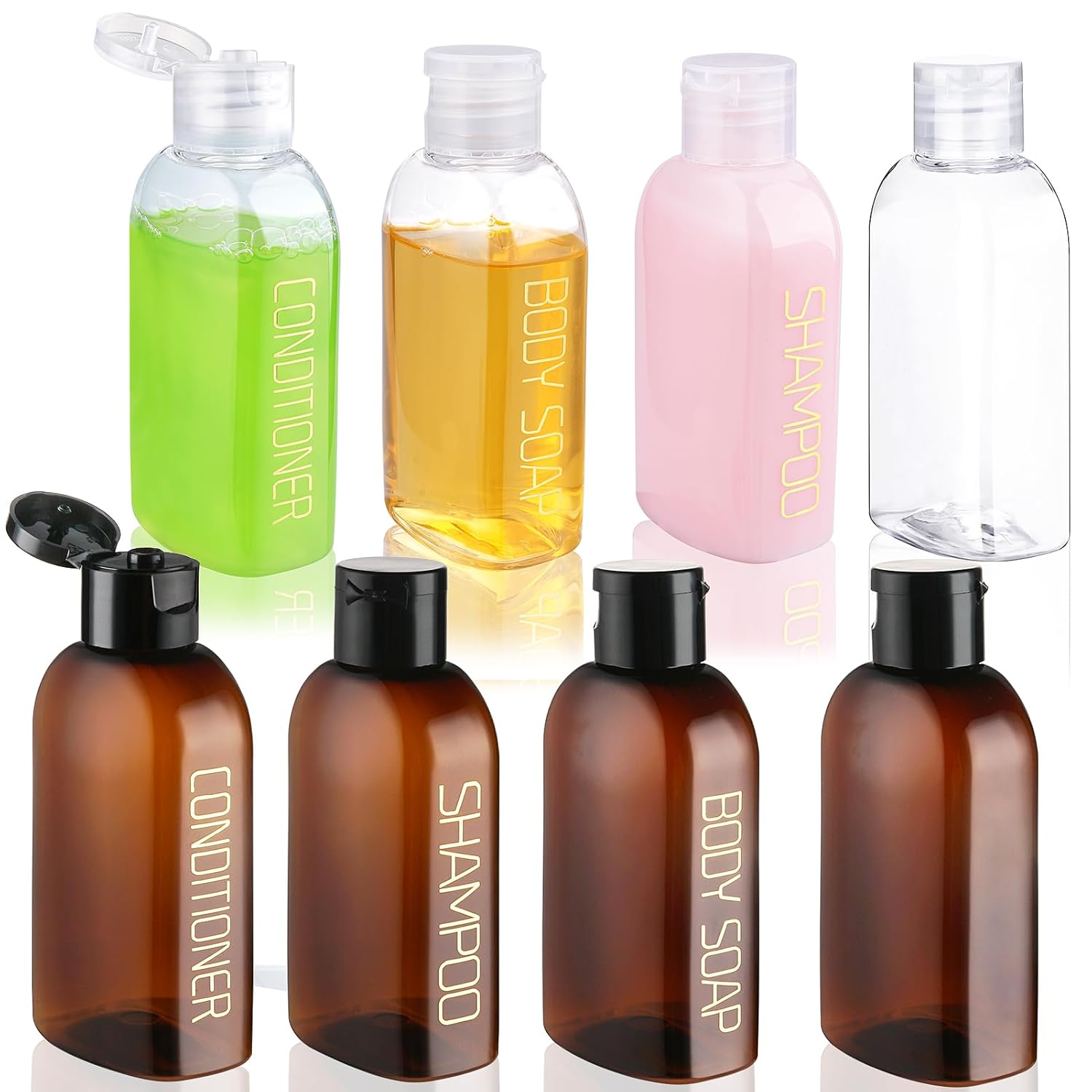Cosywell Travel Shampoo Bottles 4pcs 3.4oz TSA Approved for Toiletries - Leak Proof Empty Lotion Containers With Flip Cap - Small Plastic Squeeze Bottles