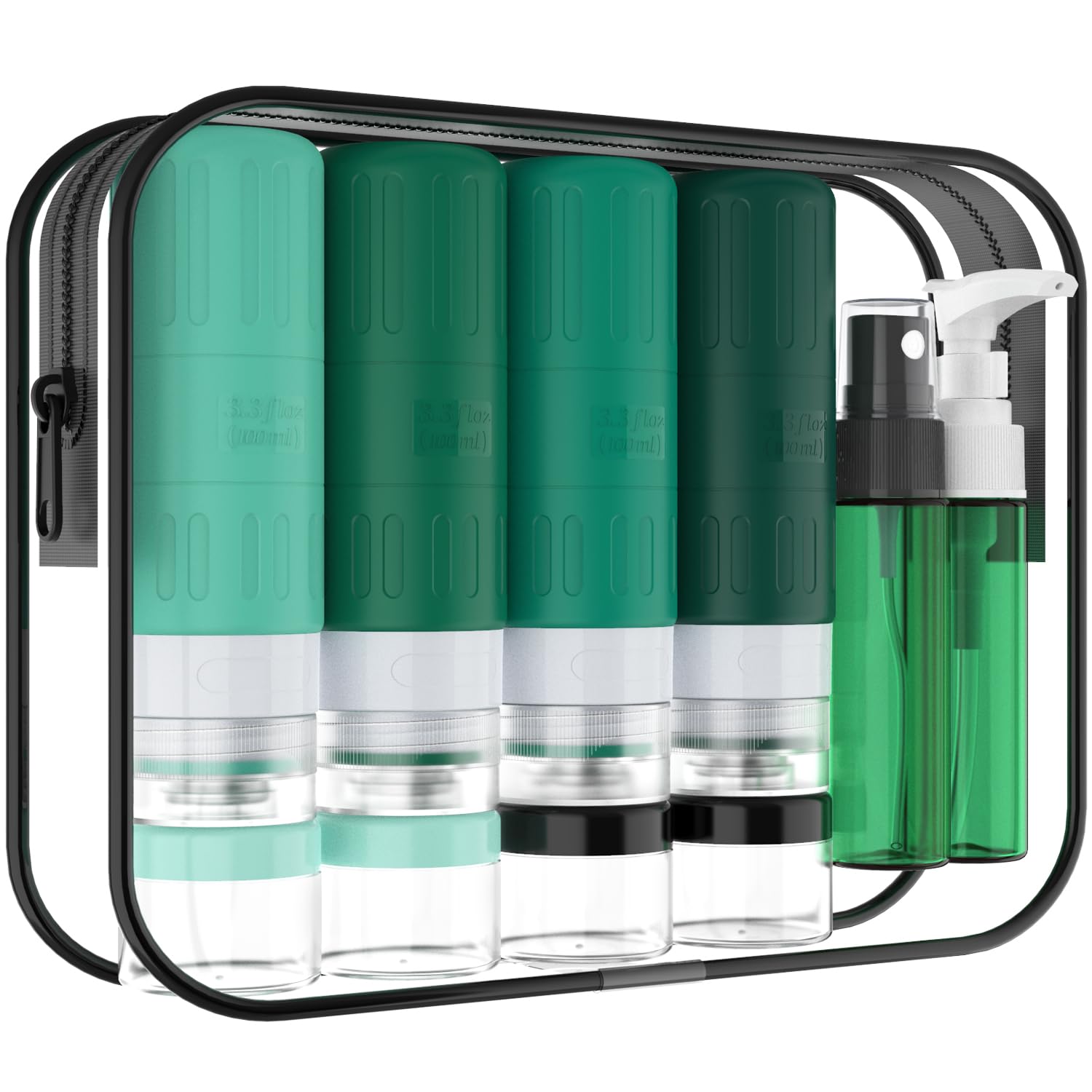 GLAMFIELDS Travel Bottles for Toiletries.TSA Approved 3.3oz Size LeakProof Silicone Toiletry Containers for Shampoo. Conditioner.Easy to Squeeze .Portable Travel Essentials for Lotion(18 Pack) Coffee